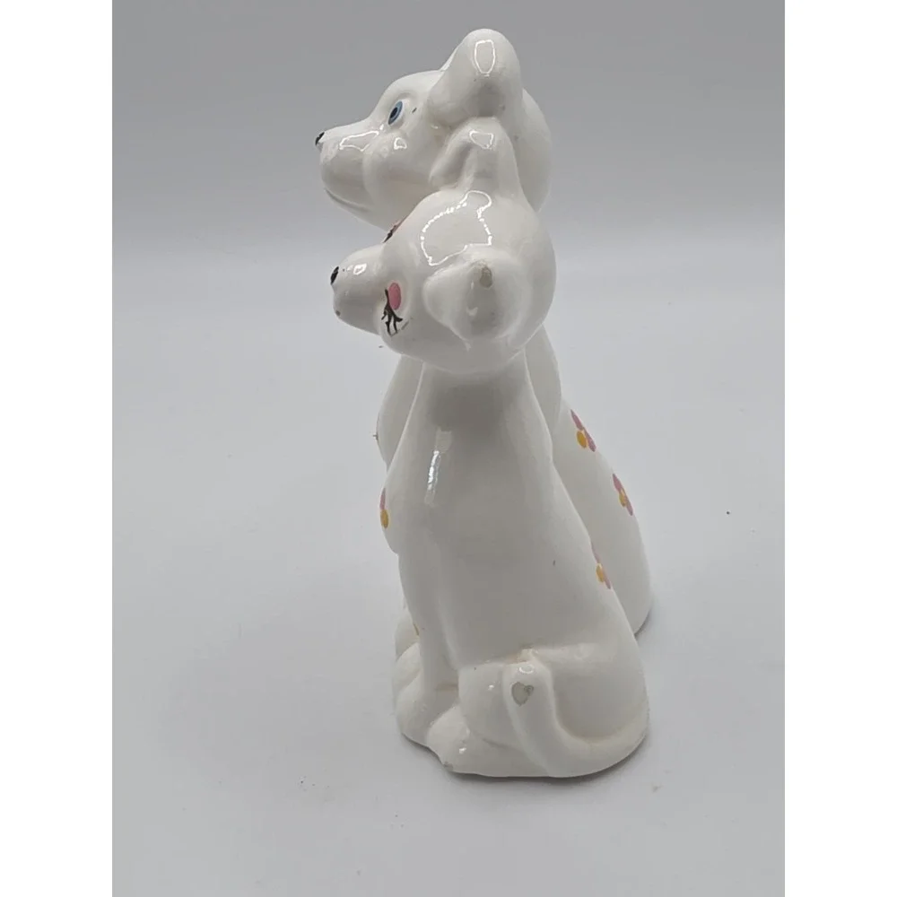 Vintage 1950s White Porcelain Dogs Figurine Collectible Small Chips See Pics